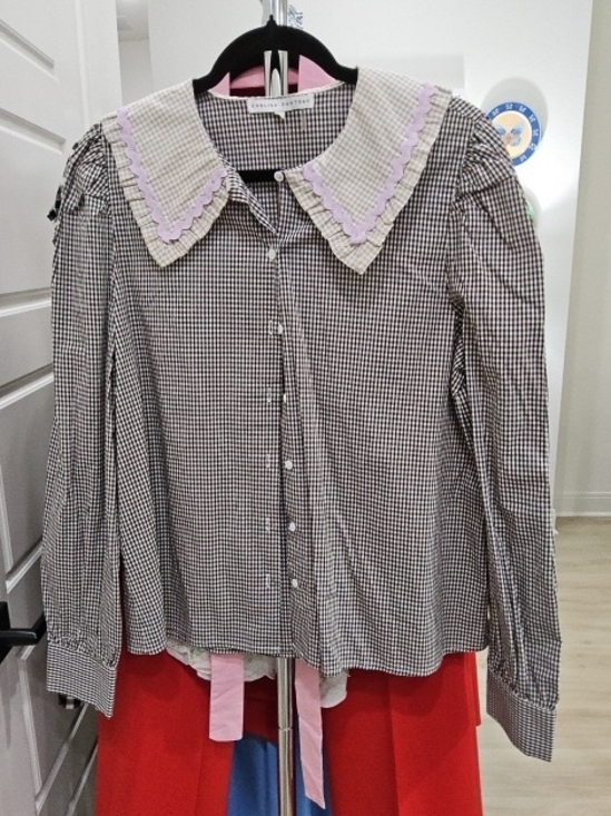 English Factory Tops - English Factory Brown and Cream Gingham Top